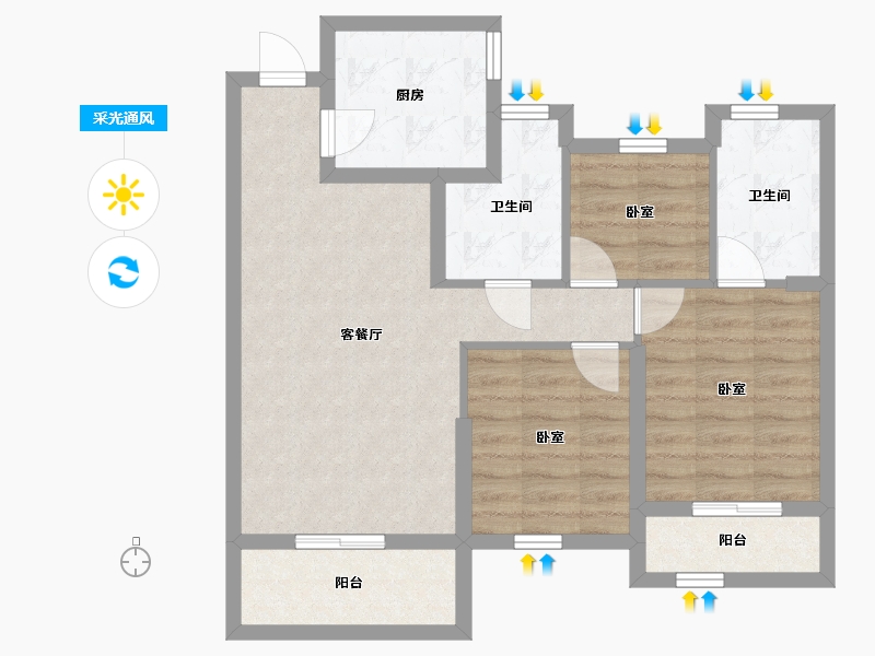 浙江省-嘉兴市-大众嘉园-72.58-户型库-采光通风