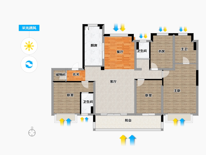 江苏省-盐城市-碧桂园世纪云谷-144.00-户型库-采光通风