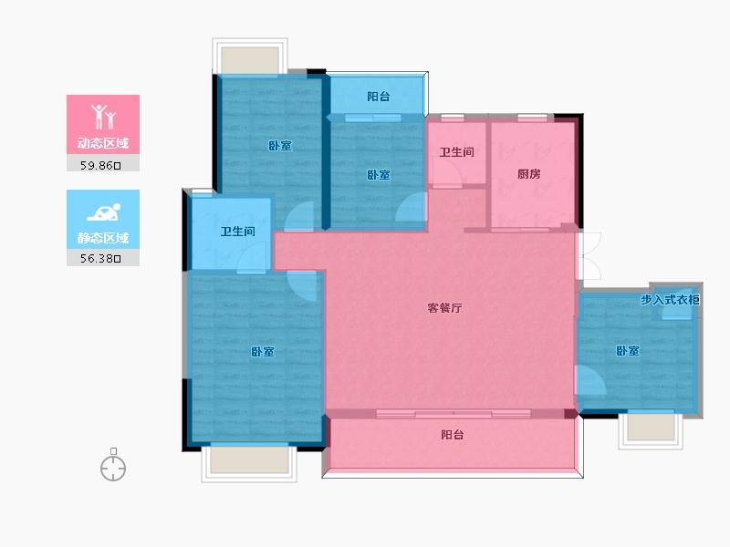 福建省-福州市-奥园鼎新海樾岚庭-106.00-户型库-动静分区