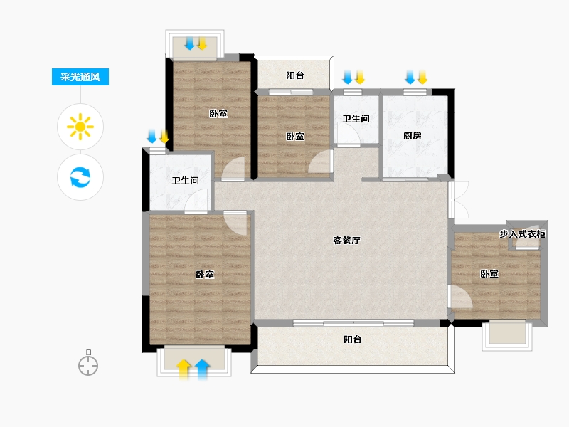 福建省-福州市-奥园鼎新海樾岚庭-106.00-户型库-采光通风