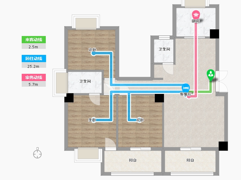 福建省-宁德市-屏南花亭小区-92.61-户型库-动静线