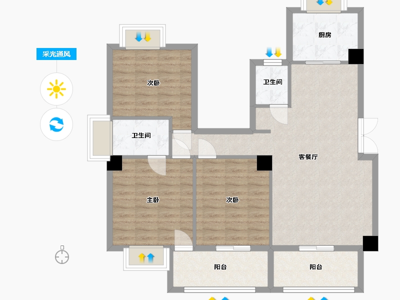 福建省-宁德市-屏南花亭小区-92.61-户型库-采光通风