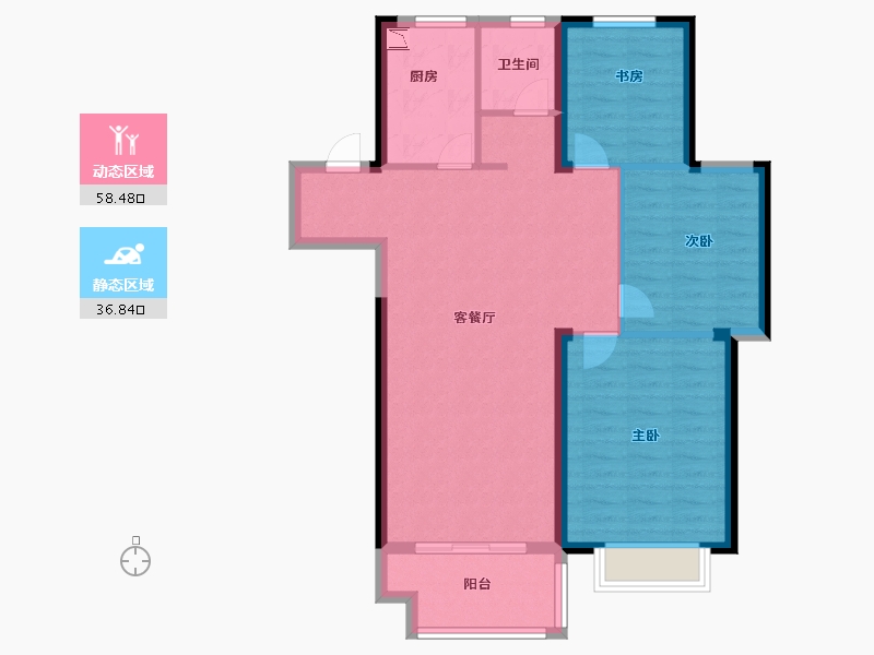 江苏省-徐州市-美的·公园天下-86.00-户型库-动静分区