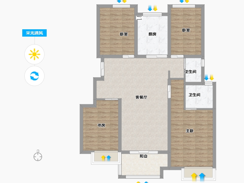 安徽省-合肥市-万科苏高新中央公园-104.00-户型库-采光通风