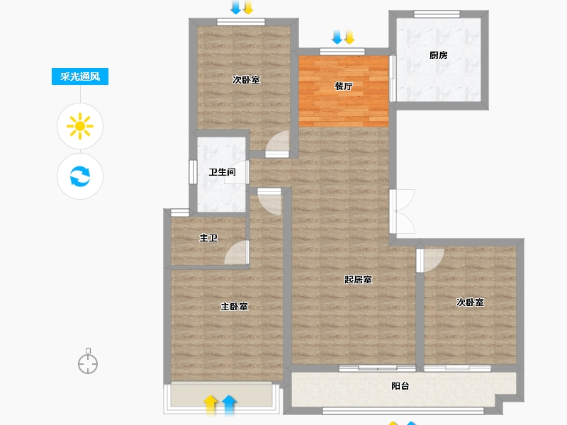 江苏省-盐城市-学府名苑-105.19-户型库-采光通风