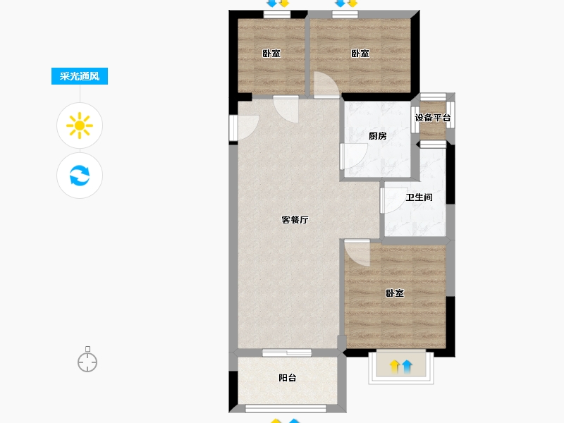 浙江省-嘉兴市-润泽华庭-62.03-户型库-采光通风