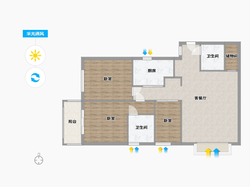 浙江省-温州市-金色小镇-101.77-户型库-采光通风