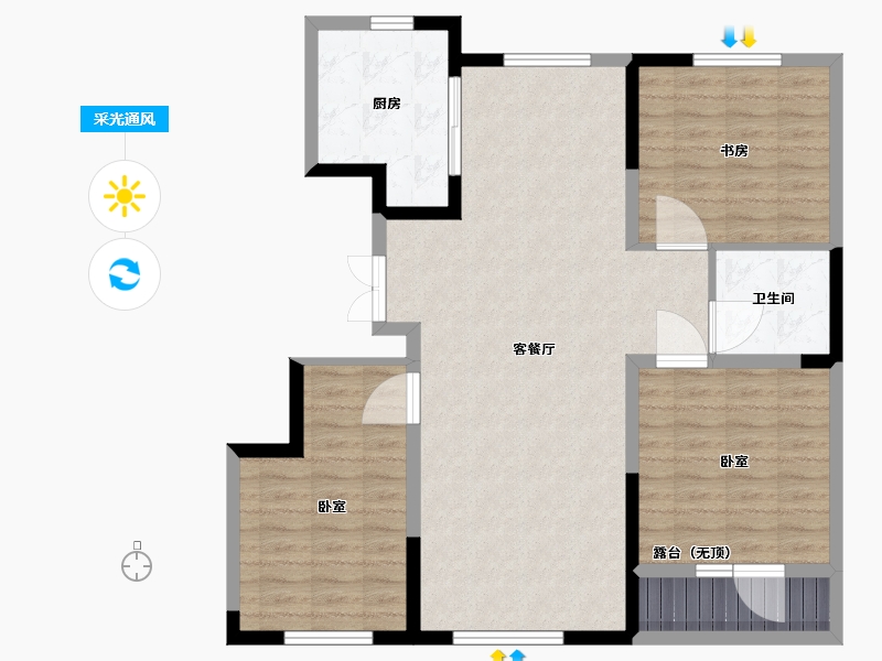 宁夏回族自治区-银川市-舜天润泽府-98.00-户型库-采光通风