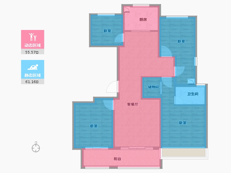 浙江省-金华市-中天东方诚品-104.00-户型库-动静分区