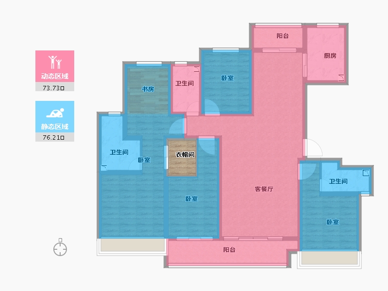 浙江省-金华市-中天东方诚品-136.00-户型库-动静分区