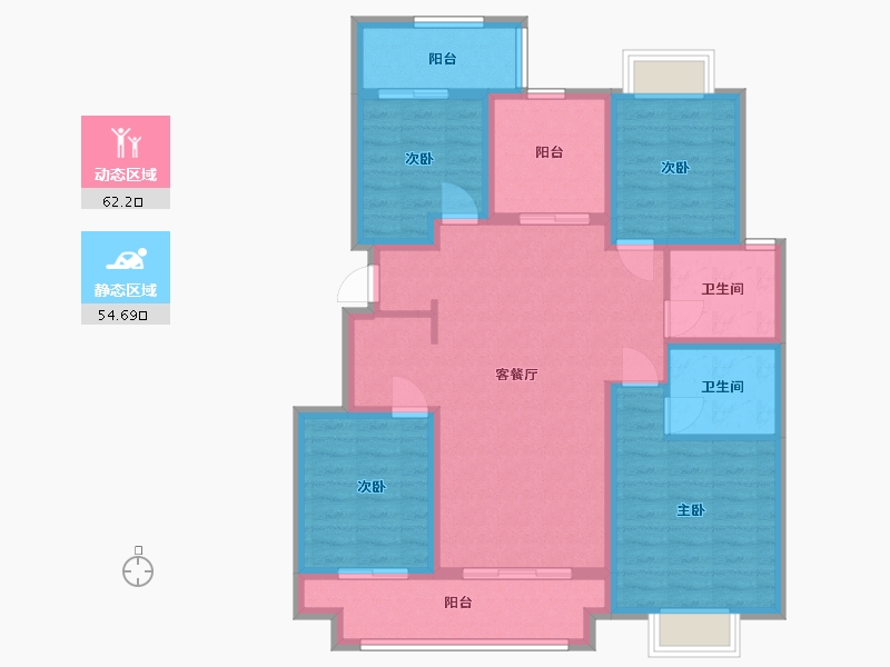 江苏省-淮安市-紫金公馆-104.00-户型库-动静分区