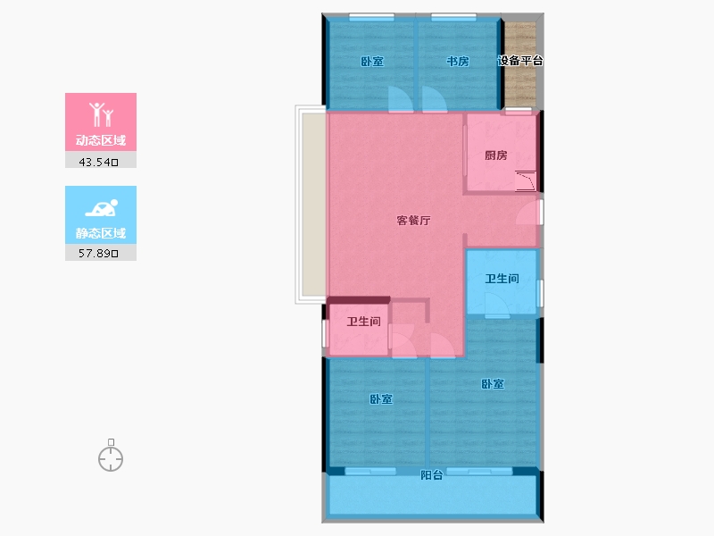 浙江省-杭州市-德信银城观湖之宸-94.35-户型库-动静分区