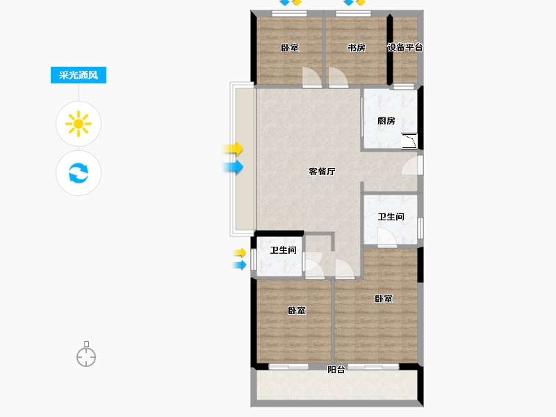 浙江省-杭州市-德信银城观湖之宸-94.35-户型库-采光通风