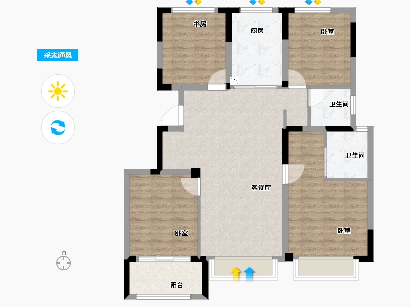 浙江省-宁波市-江山万里五期NEW YORKER-102.00-户型库-采光通风