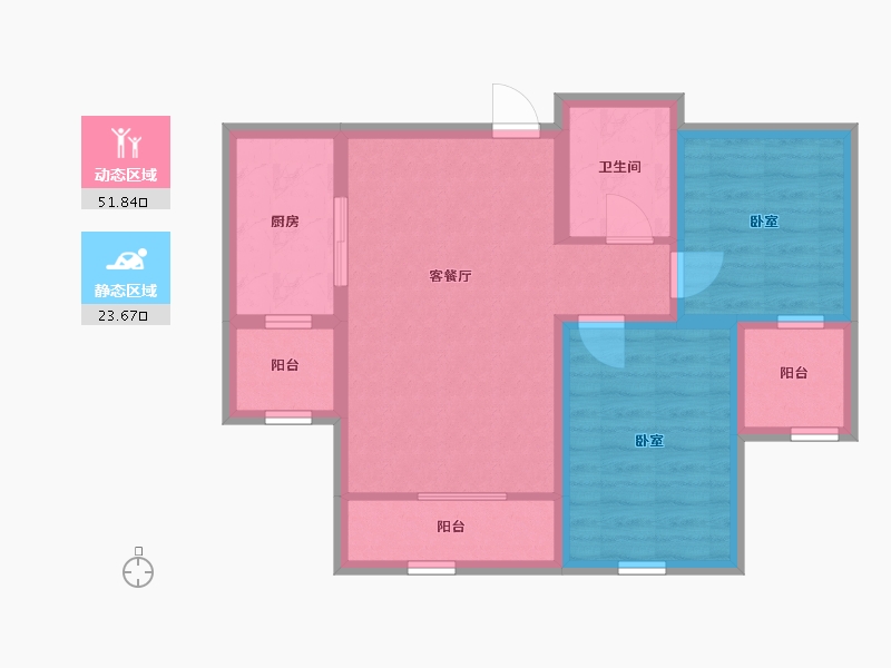 宁夏回族自治区-银川市-吉泰泰安世家-66.00-户型库-动静分区