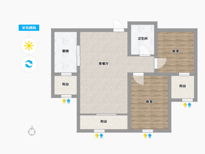 宁夏回族自治区-银川市-吉泰泰安世家-66.00-户型库-采光通风