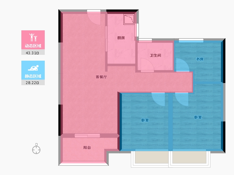 浙江省-杭州市-融创悦融湾-63.26-户型库-动静分区