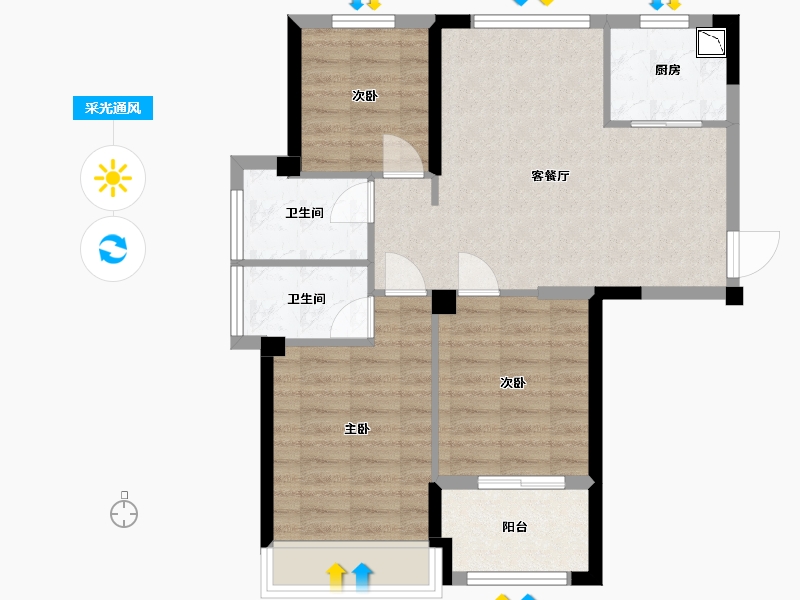 福建省-福州市-世茂福晟滨江时代-71.00-户型库-采光通风