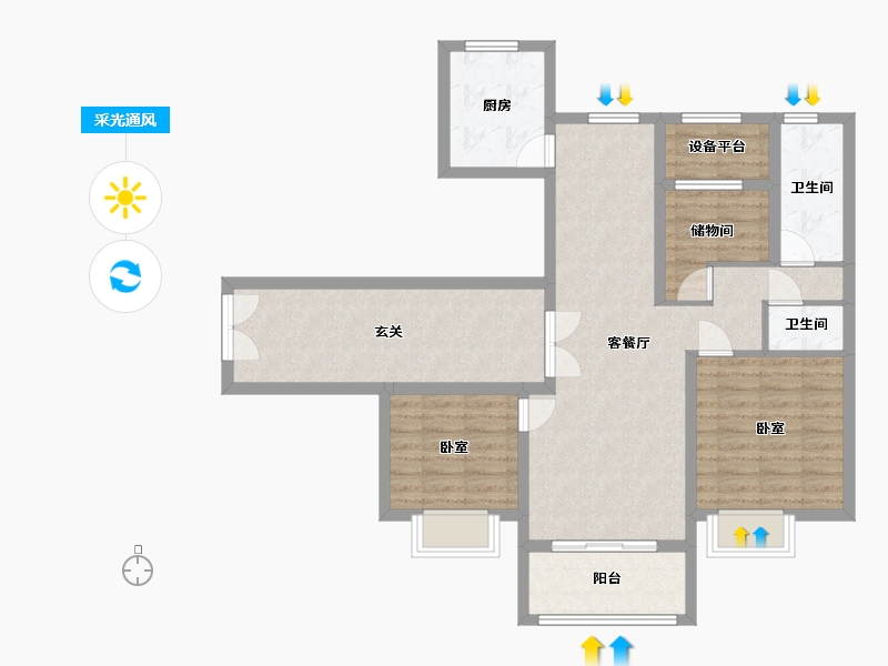 浙江省-湖州市-惠丰悦君府-92.83-户型库-采光通风