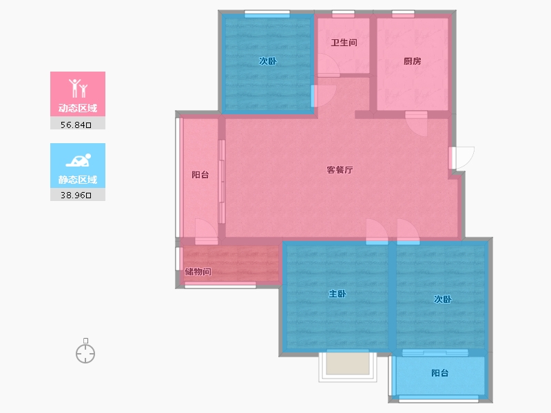 江苏省-淮安市-紫金公馆-84.80-户型库-动静分区