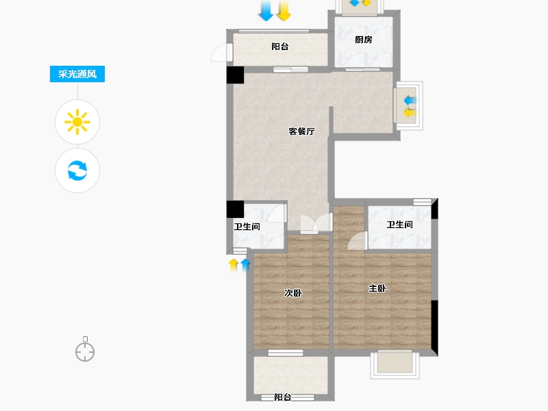 福建省-宁德市-屏南花亭小区-70.61-户型库-采光通风