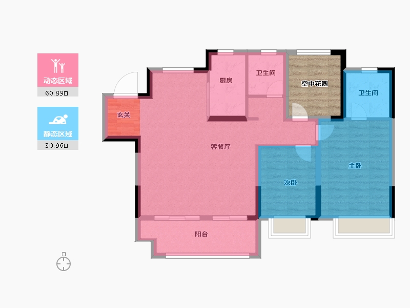 安徽省-滁州市-万兴奥园江海亭川-90.00-户型库-动静分区