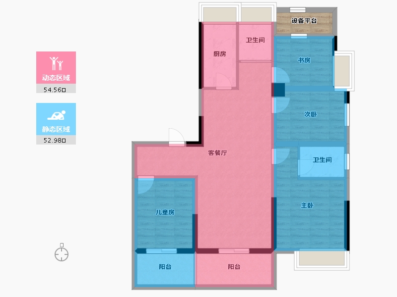 安徽省-池州市-前城 · 江盼-98.22-户型库-动静分区