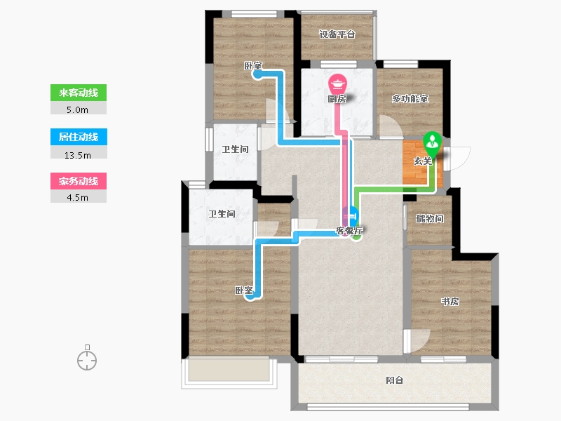 浙江省-宁波市-万科·东潮之滨-94.06-户型库-动静线