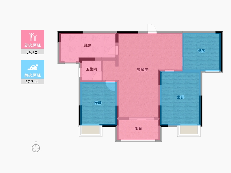 江苏省-淮安市-立孚悦府-84.00-户型库-动静分区