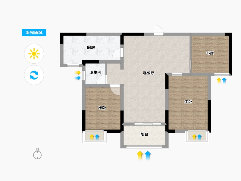 江苏省-淮安市-立孚悦府-84.00-户型库-采光通风