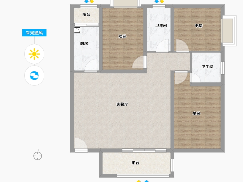 甘肃省-兰州市-亚太万佳润泽园-107.00-户型库-采光通风