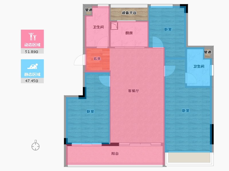 浙江省-湖州市-大家·雲山美庐-93.64-户型库-动静分区