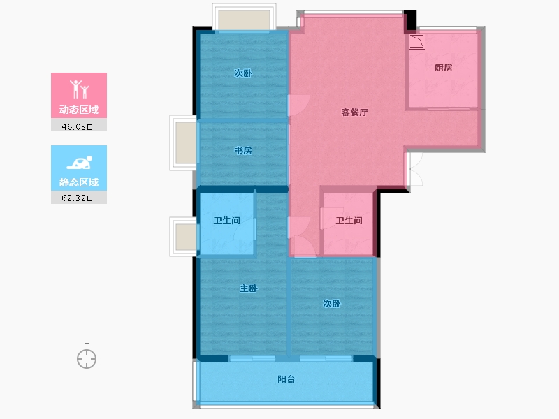 福建省-福州市-富闽时代广场·君座-98.00-户型库-动静分区