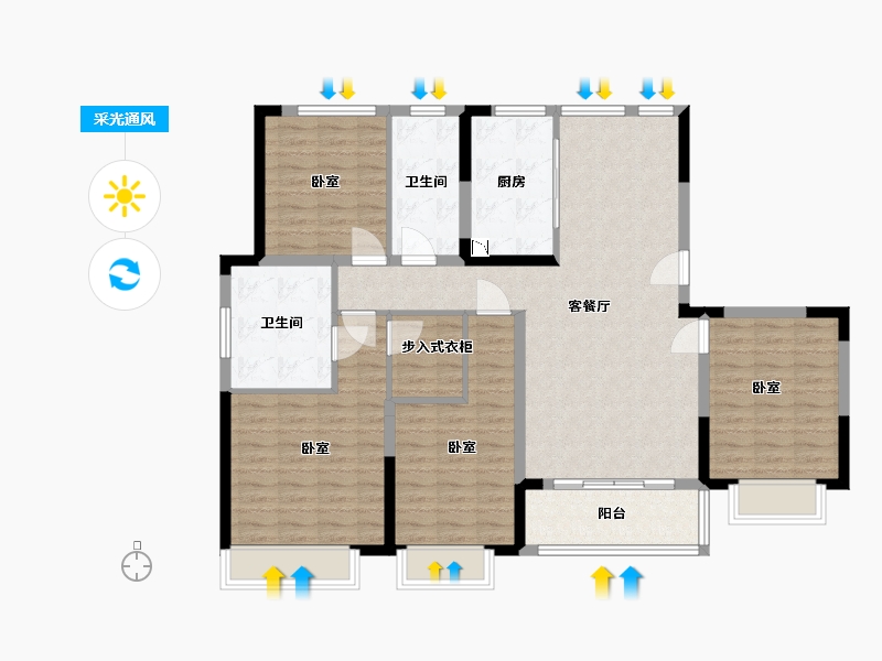 浙江省-宁波市-印东方-117.00-户型库-采光通风