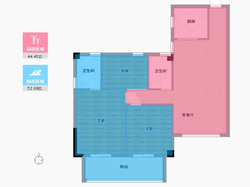 福建省-宁德市-屏南花亭小区-88.28-户型库-动静分区