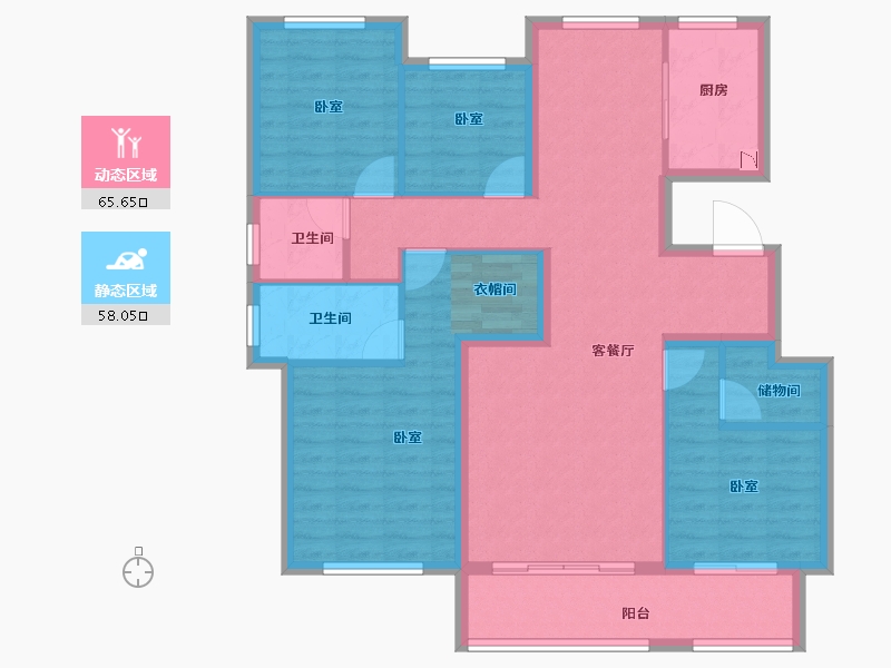 浙江省-金华市-中天东方诚品-111.00-户型库-动静分区