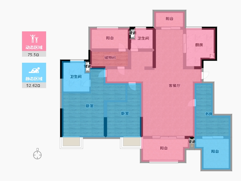 浙江省-湖州市-雨润星雨华府-112.17-户型库-动静分区