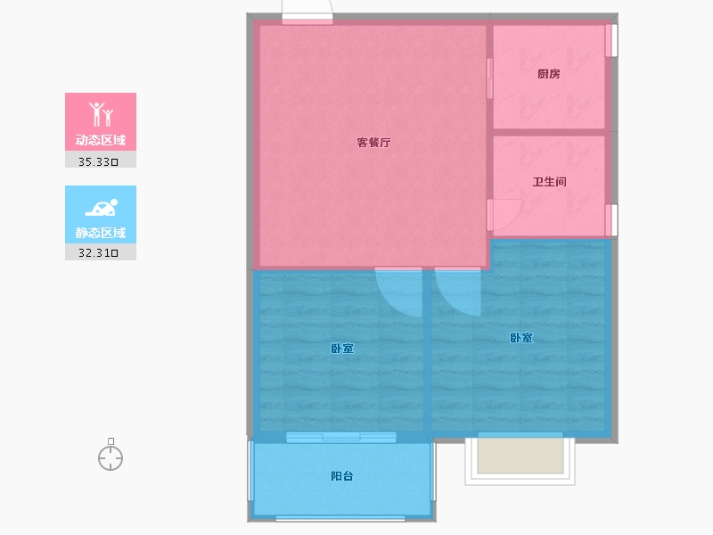 浙江省-温州市-金色小镇-62.19-户型库-动静分区