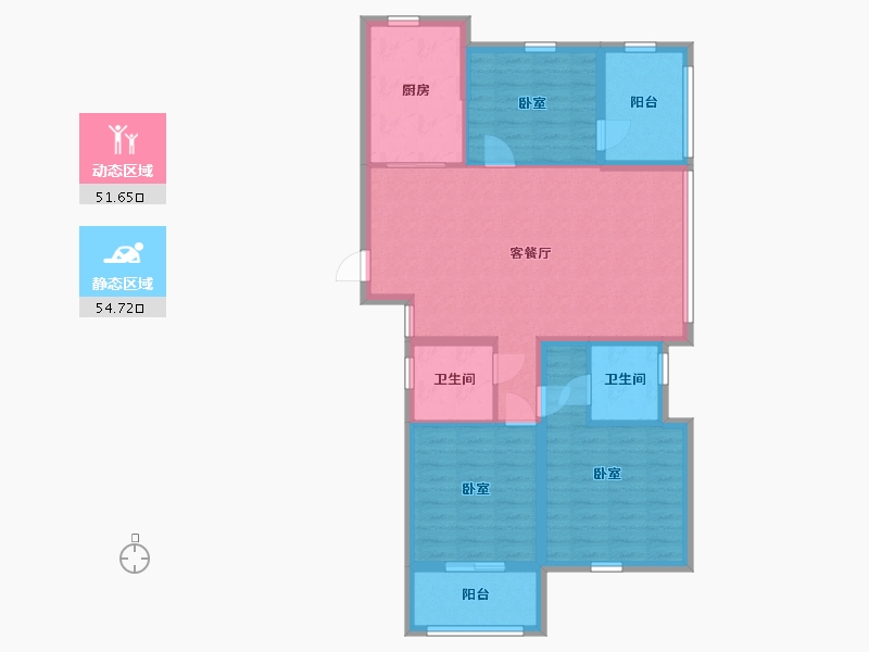 浙江省-嘉兴市-大众嘉园-95.38-户型库-动静分区