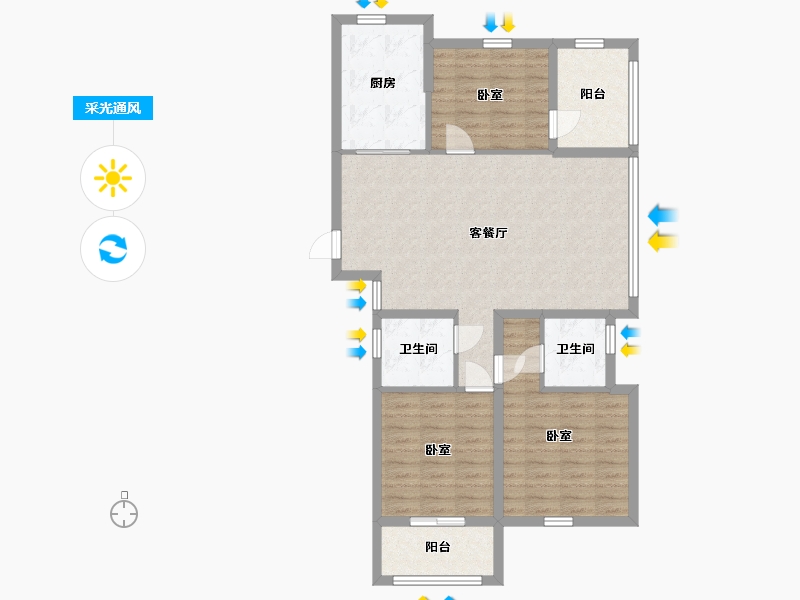 浙江省-嘉兴市-大众嘉园-95.38-户型库-采光通风