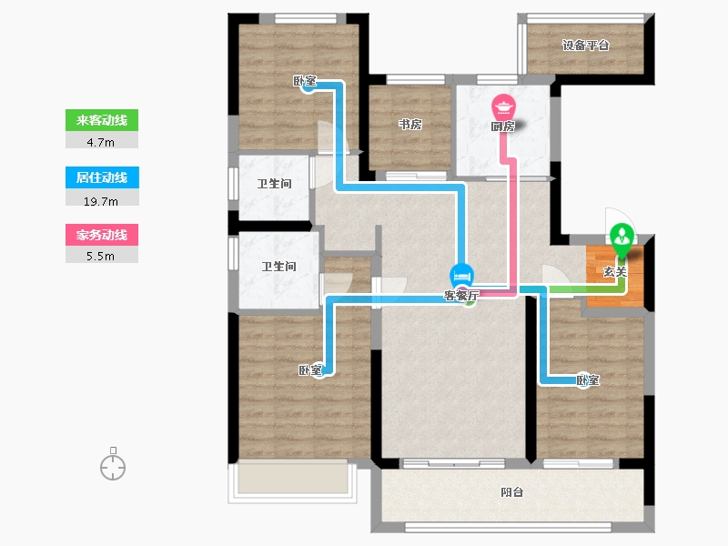 浙江省-宁波市-万科·东潮之滨-95.41-户型库-动静线