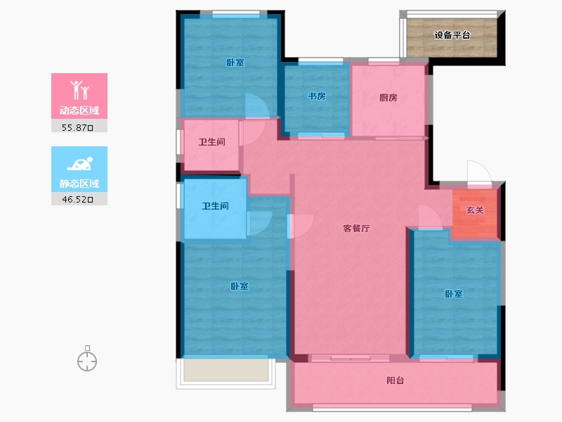 浙江省-宁波市-万科·东潮之滨-95.41-户型库-动静分区