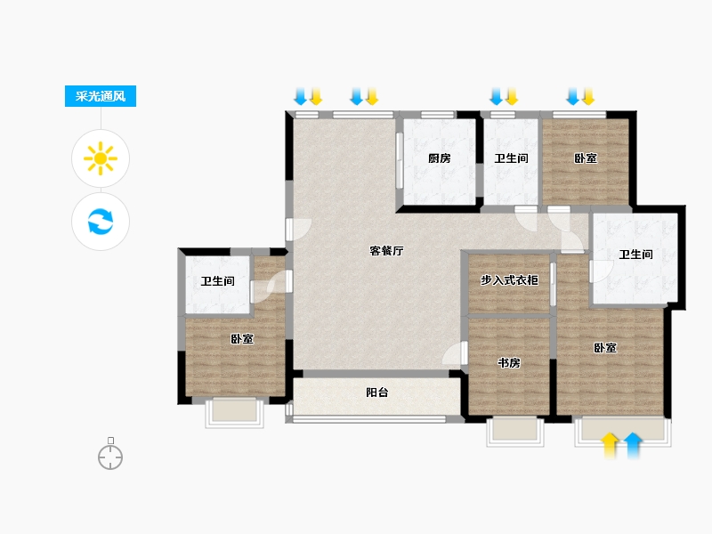 浙江省-宁波市-印东方-136.59-户型库-采光通风