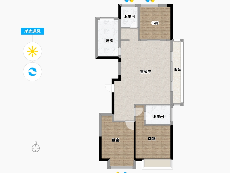 浙江省-宁波市-荣安香园2期-102.00-户型库-采光通风