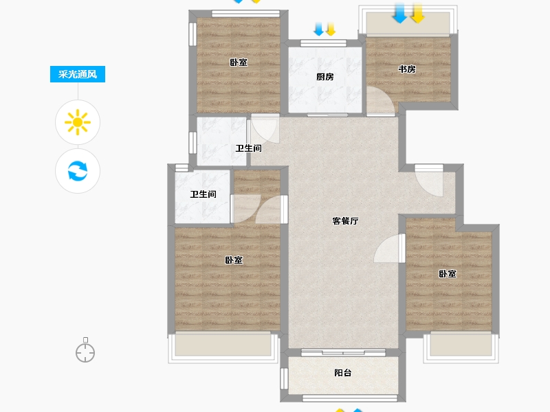 浙江省-温州市-奥体华府-94.00-户型库-采光通风