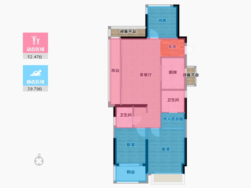 浙江省-宁波市-万科·东潮之滨-86.40-户型库-动静分区