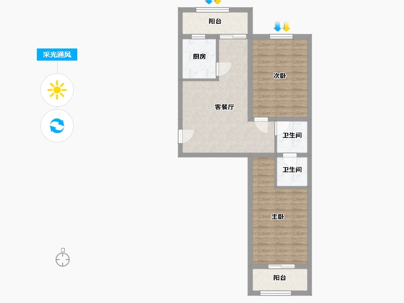 陕西省-咸阳市-北平天下-69.49-户型库-采光通风