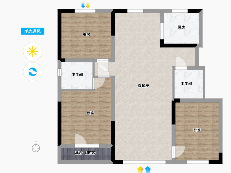 宁夏回族自治区-银川市-舜天润泽府-94.00-户型库-采光通风