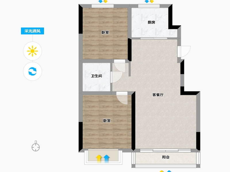 吉林省-四平市-公主岭禧院-69.03-户型库-采光通风