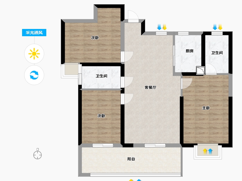 福建省-宁德市-瑞盛中央花园-94.00-户型库-采光通风